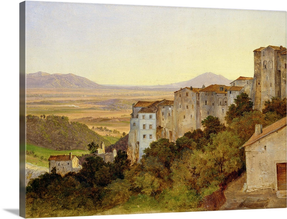 XKH147978 View of Olevano, 1821-24 (oil on paper on canvas)  by Reinhold, Heinrich (1788-1825); 22x29.3 cm; Hamburger Kuns...