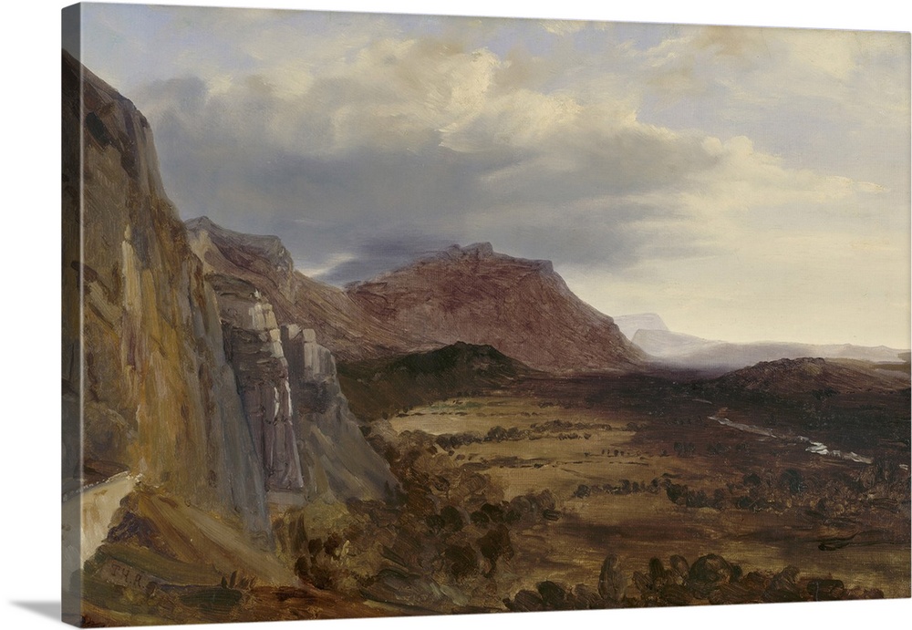 View of Saleve, near Geneva, 1834, oil on paper, mounted to canvas.