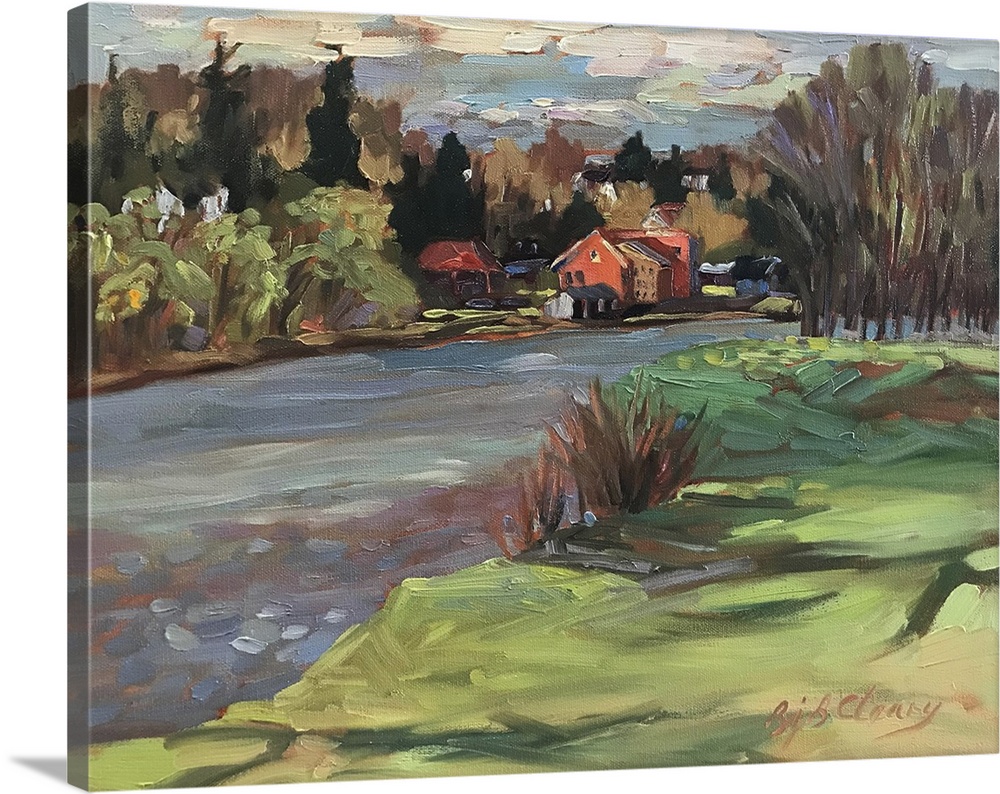 Village on the Kennebunkport river, c.1980-90. (Originally oil on canvas.)