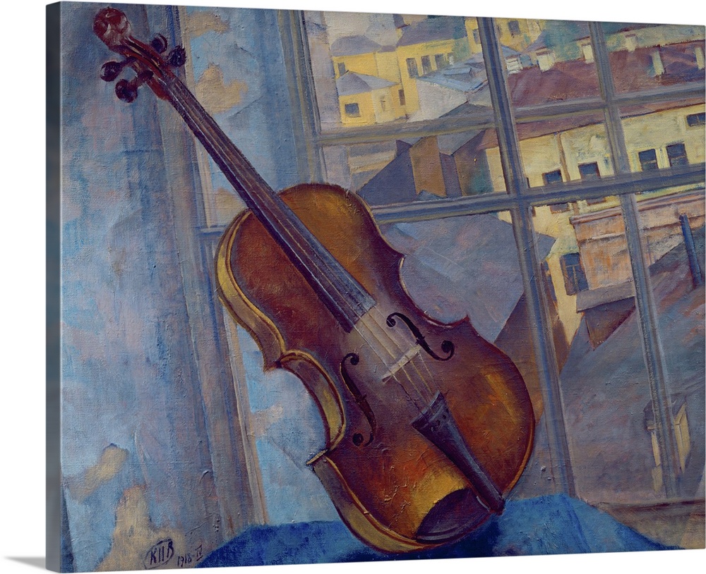 BAL205326 Violin, 1918 (oil on canvas)  by Petrov-Vodkin, Kuzma Sergeevich (1878-1939); 65x80 cm; State Russian Museum, St...