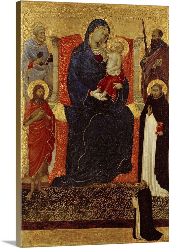 Virgin and Child enthroned with Saints Peter, Paul, John the Baptist, Dominic and a donor, 1325-35, tempera on panel.