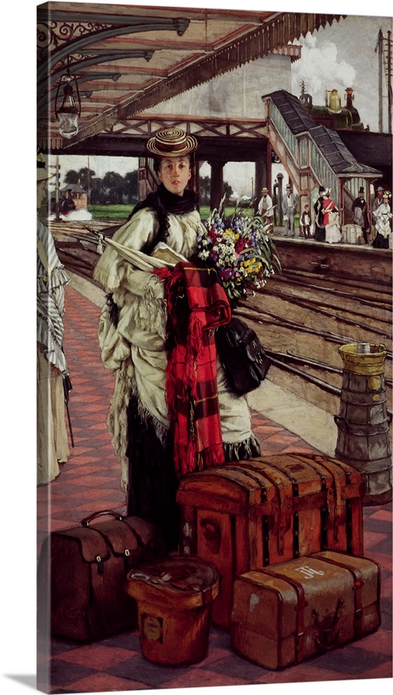 BAL67250 Waiting at the Station, Willesden Junction, c.1874  by Tissot, James Jacques Joseph (1836-1902); oil on canvas; D...