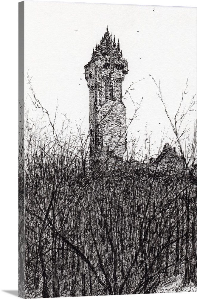 Wallace Monument, 2007, ink on paper.  By Vincent Alexander Booth.