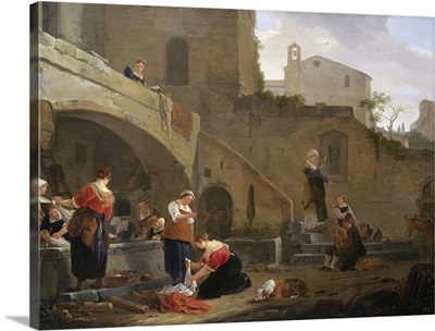 Washerwomen by a Roman Fountain