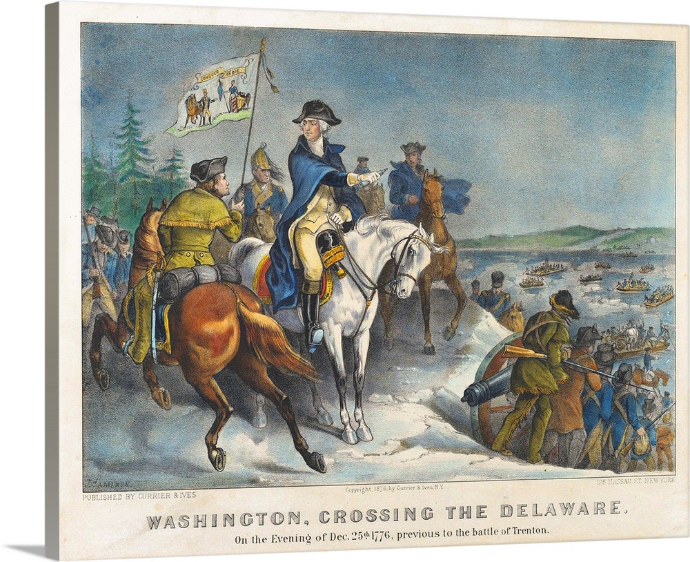Washington Crossing the Delaware On the Evening of Dec. 25th 1776, previous to the Battle of Trenton, 1876 (originally han...