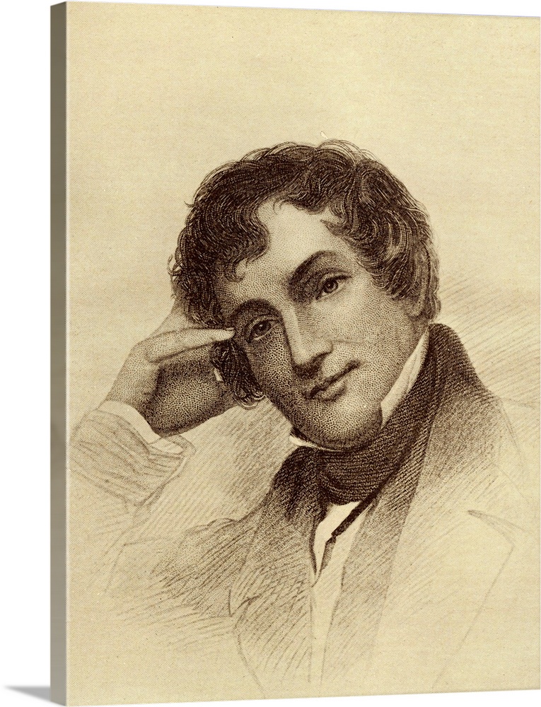 Washington Irving, 1783-1859.  American writer. From the book "The Masterpiece Library of Short Stories, American, Volume 14.
