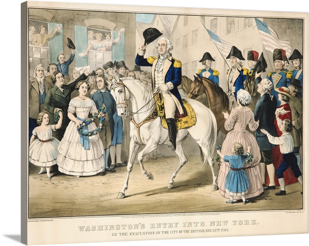 Washington's entry into New Yrok on the evacuation of the city by the British on Nov. 25th 1783, 1857 by Currier, N. (1813...