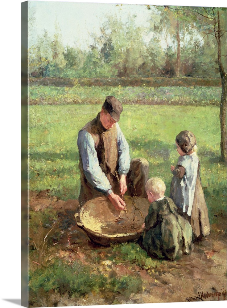 BAL20727 Watching father work; by Neuhuys, Albert (1844-1914); Private Collection; Dutch, out of copyright
