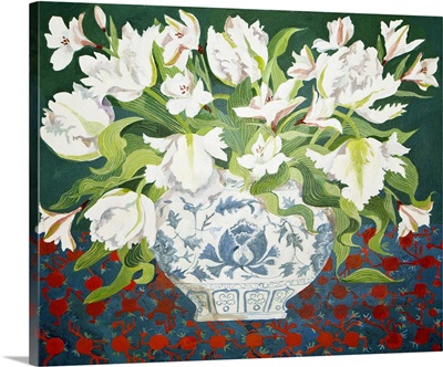 White double tulips and alstroemerias, 2013, acrylic on canvas