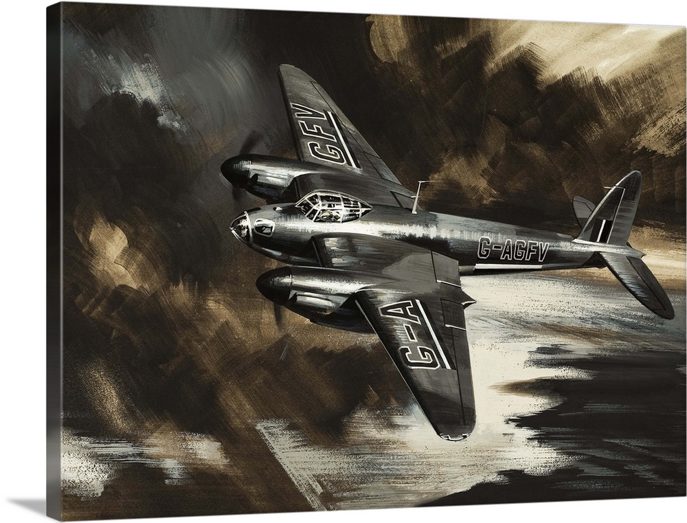 Wings Over the World: Missions to Danger. B.O.A.C.'s first Mosquito. Original artwork for "Look and Learn," issue 383, 17 ...