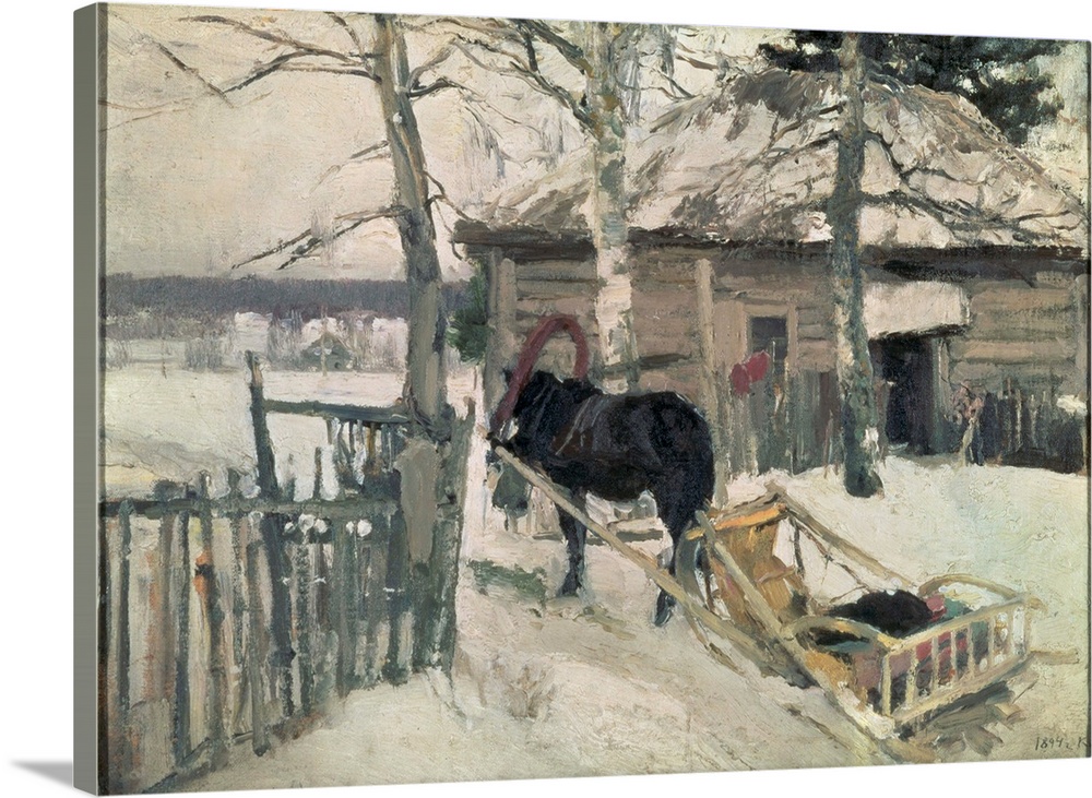 BAL75838 Winter, 1894 (oil on canvas); by Korovin, Konstantin Alekseevich (1861-1939); 37.2x52.5 cm; Tretyakov Gallery, Mo...
