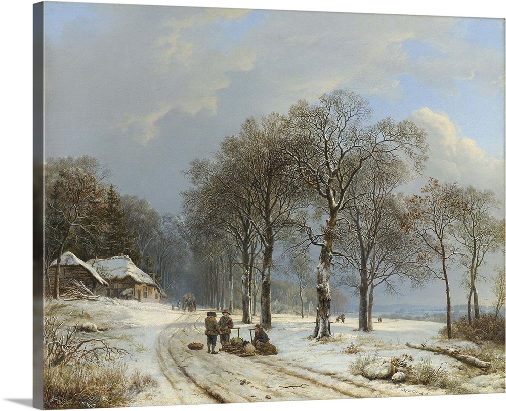 Winter Landscape, 1835-8, oil on canvas.  By Barend Koekkoek (1803-62).