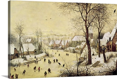 Winter Landscape with Skaters and a Bird Trap, 1565