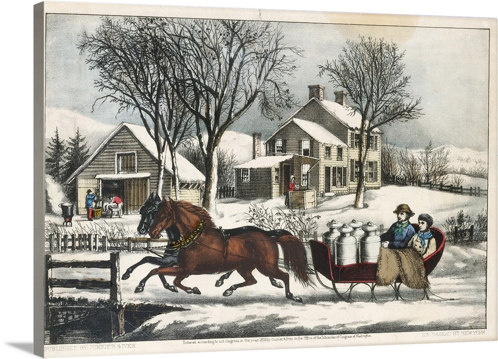 Winter Morning in the Country, 1873 (originally colour lithograph) by Currier, N. (1813-88) and Ives, J.M. (1824-95)