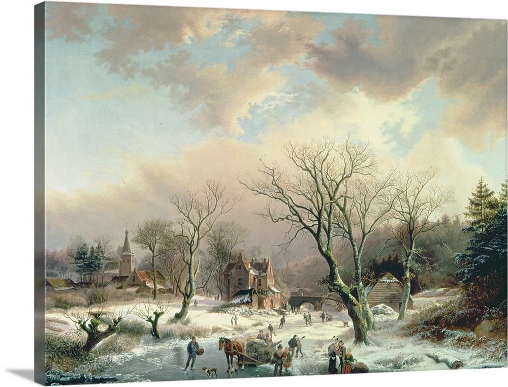 BAL4940 Winter Scene  by Velzen, Johannes Petrus van (1816-53); oil on canvas; Private Collection; Dutch, out of copyright