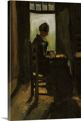 Woman Seated Before an Open Door, Peeling Potatoes, 1885