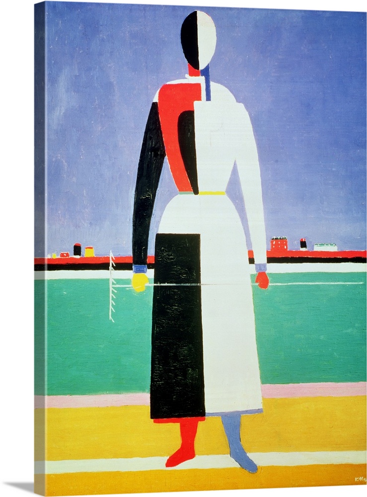 XIR47709 Woman with a Rake, c.1928-32 (oil on canvas); by Malevich, Kazimir Severinovich (1878-1935); 100x75 cm; Tretyakov...