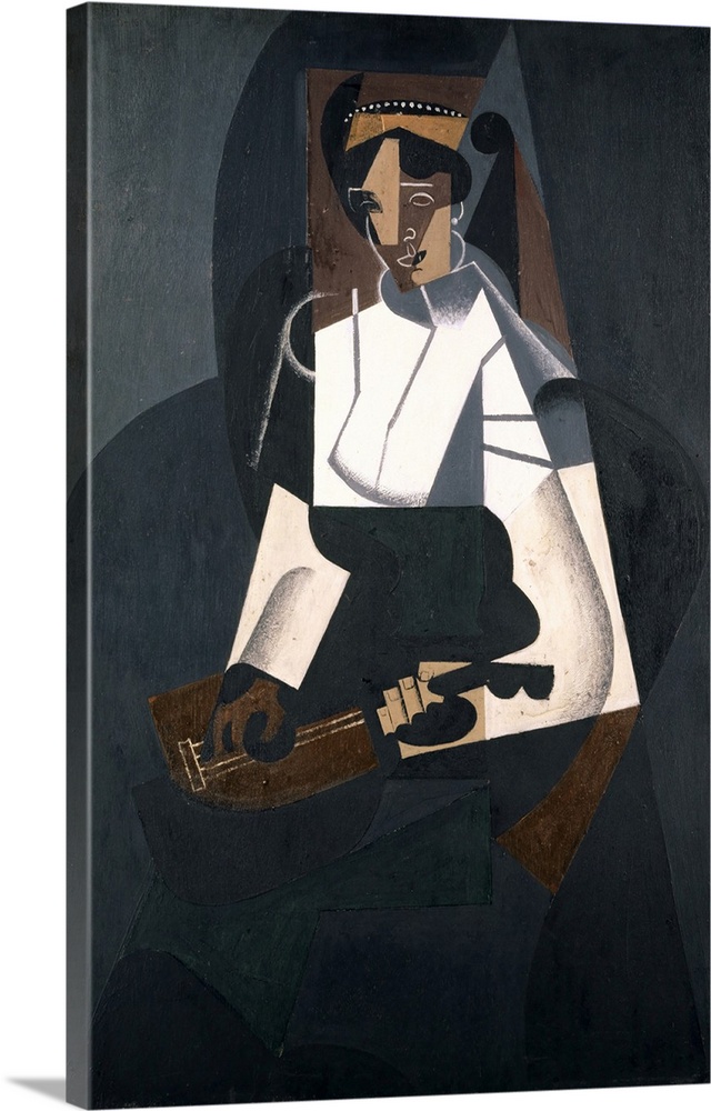 Woman with Mandolin, after Corot, 1916 (originally oil on plywood) by Gris, Juan (1887-1927)