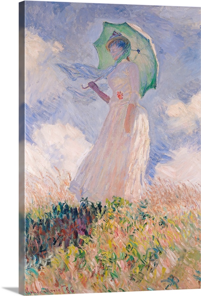 XIR16615 Woman with Parasol turned to the Left, 1886 (oil on canvas)  by Monet, Claude (1840-1926); 131x88 cm; Musee d'Ors...