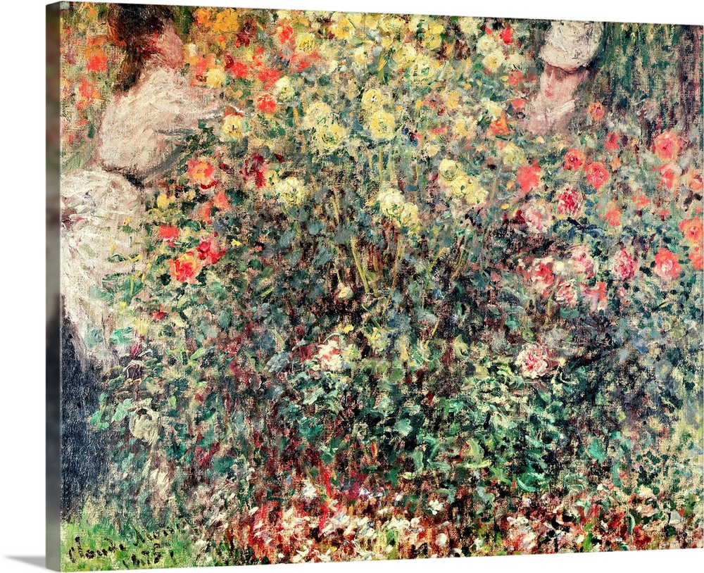 XIR203399 Women in the Flowers, 1875 (oil on canvas); by Monet, Claude (1840-1926); 54.5x65.5 cm; Narodni Galerie, Prague,...