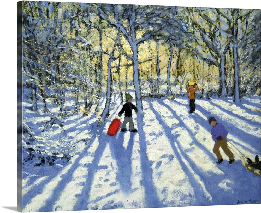 Woodland in winter, near Ashbourne, Derbyshire, oil on canvas, by Andrew Macara.