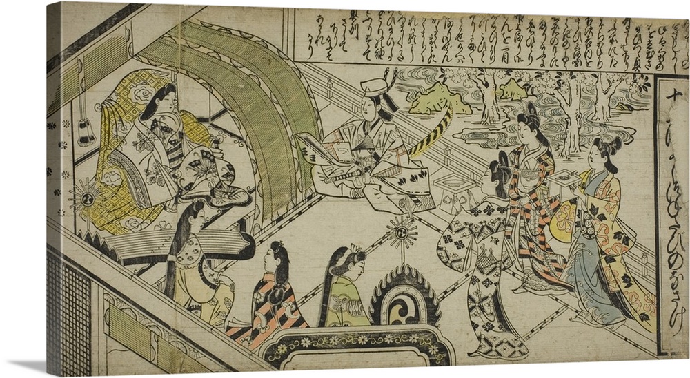 Yoshitsune's Encounter with Princess Joruri, from The Tale of Joruri in Twelve Episodes, Joruri Junidan Zoshi, c.1684-1704...