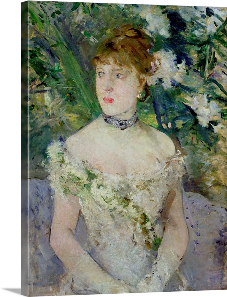 XIR140256 Young girl in a ball gown, 1879 (oil on canvas)  by Morisot, Berthe (1841-95); 71x54 cm; Musee d'Orsay, Paris, F...