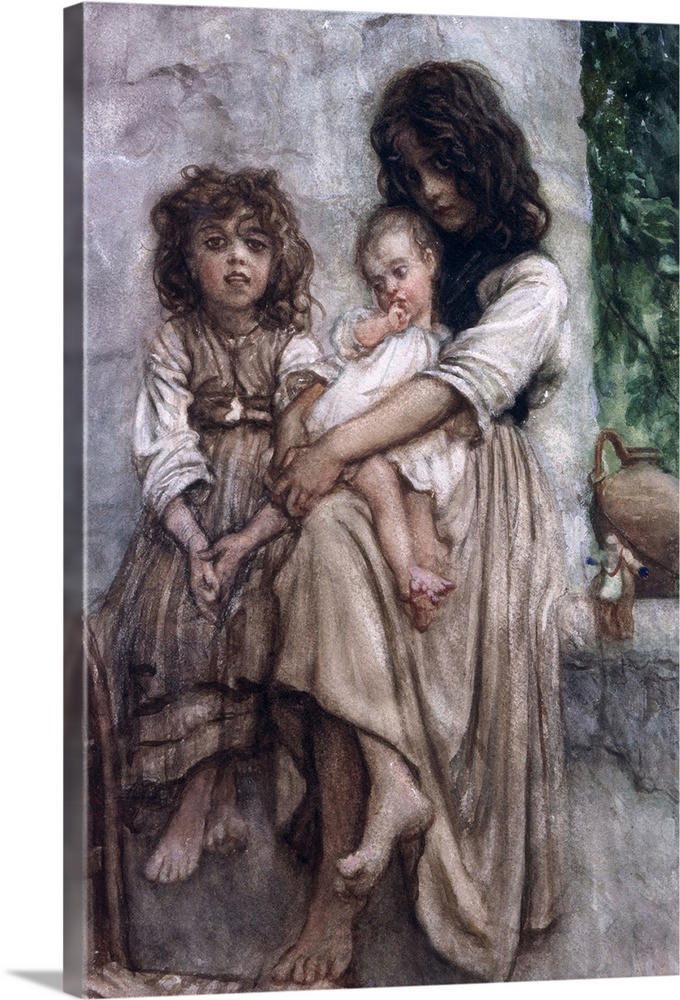 XIR18080 Young girls of Ischia (w/c on paper) by Herbert or Hebert, Antoine Auguste Ernest (1817-1908); Musee Hebert, Pari...