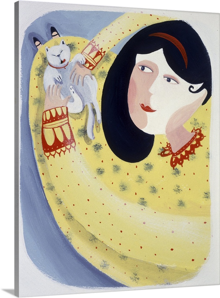 Young Woman Stroking Her Cat, 1998