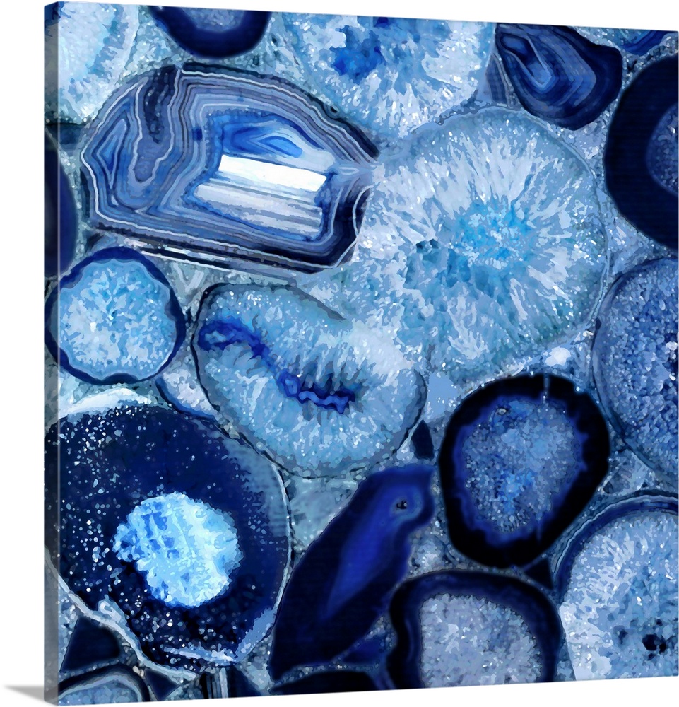 Square decor with beautiful blue agate placed closely together to take up the entire canvas.
