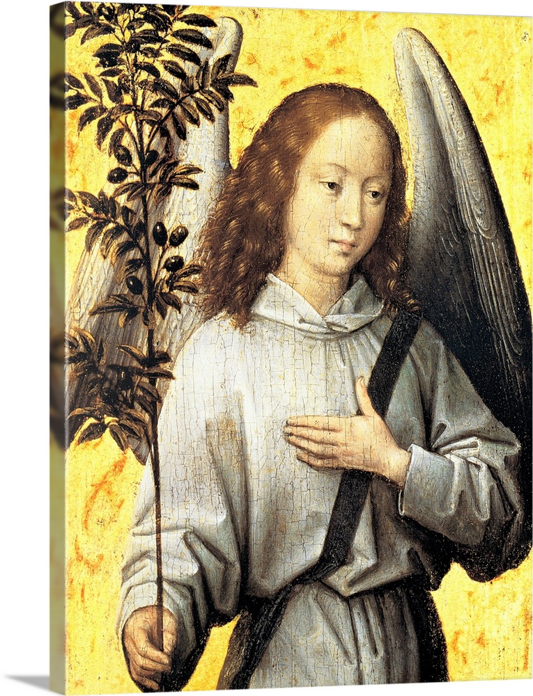 Angel with an olive branch, emblem of Divine Peace by Hans Memling (1475)