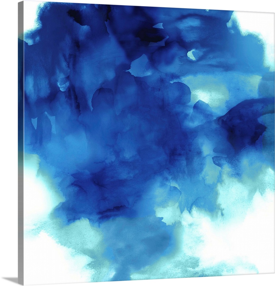 Square abstract art with shades of blue on a solid white background.