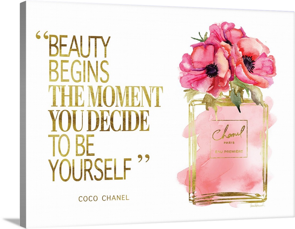 Decorative artwork with the words: Beauty begins the moment you decide to be yourself.