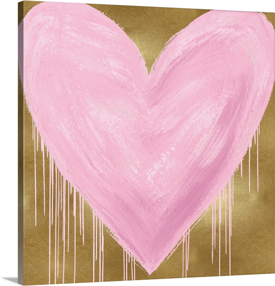 Big Hearted Pink on Gold