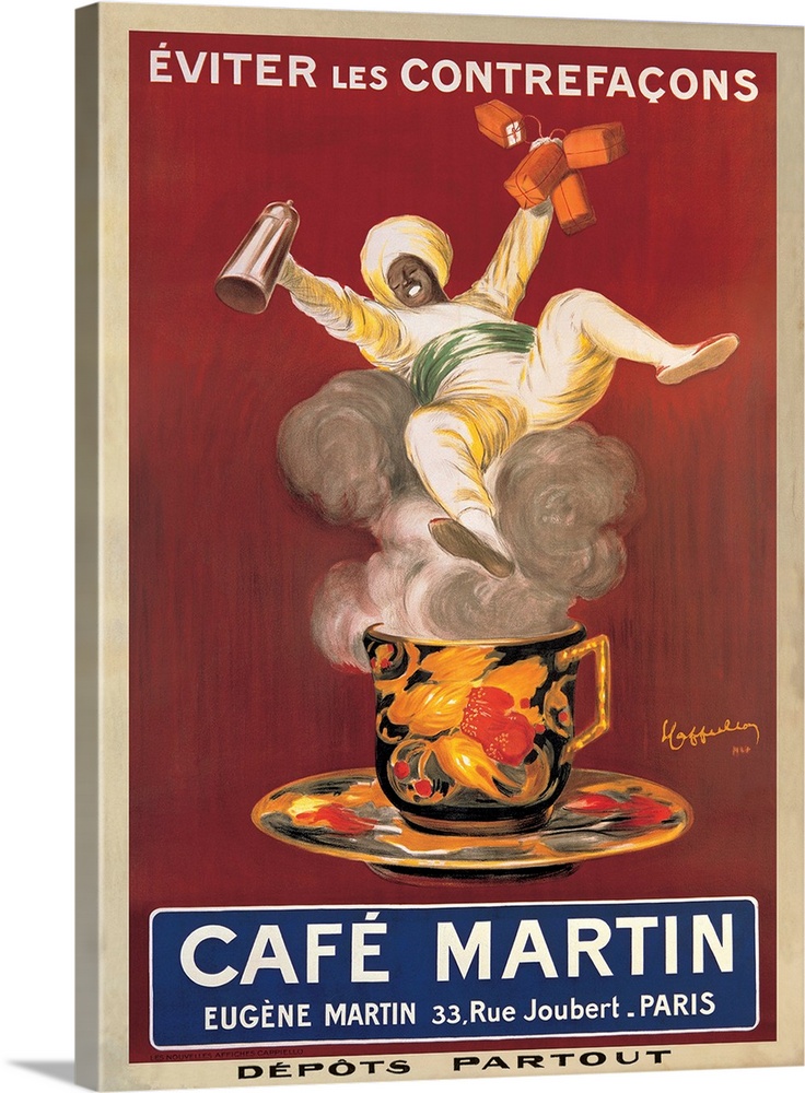 Cafe Martin 1921 Coffee Genie Vintage Poster Print Retro Style Wall Decor Art 