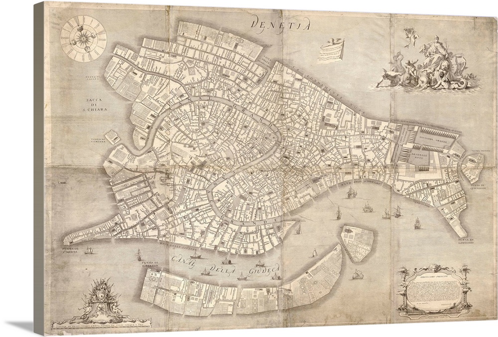 Antique map of Venice from 1729.