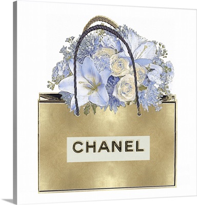 Gold Bag with Blue Bouquet