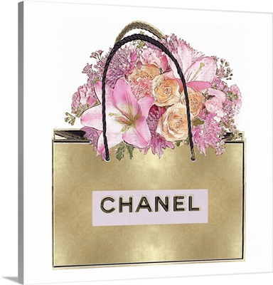 Gold Bag with Pink Bouquet