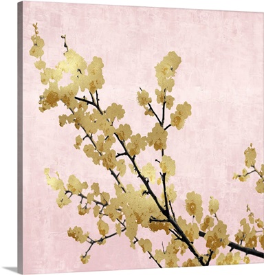 Gold Blossoms on Pink I