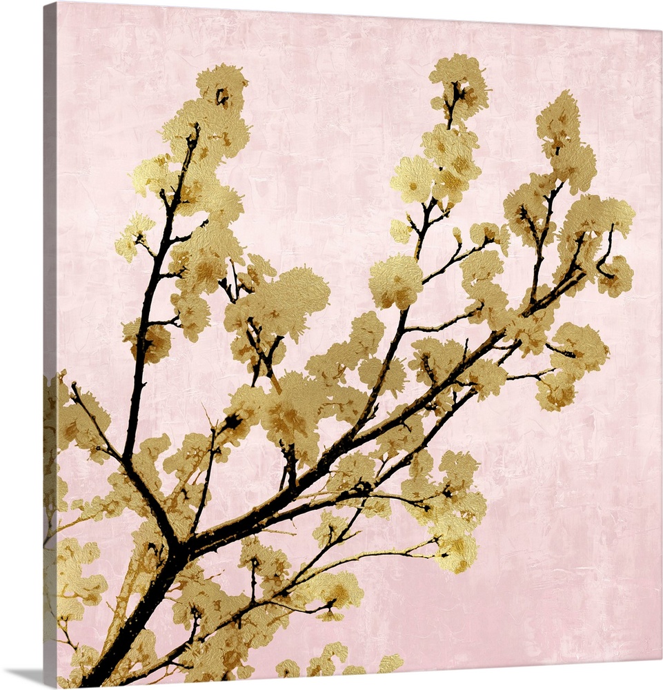 Gold Blossoms on Pink II