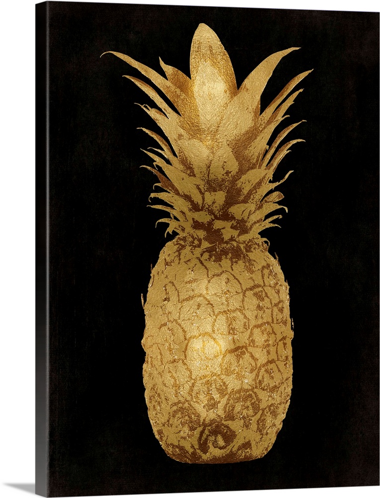 Golden pineapples on a black background.