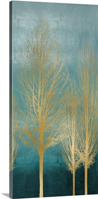 Gold Trees on Aqua Panel II