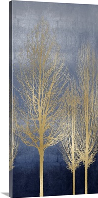 Gold Trees on Blue Panel II
