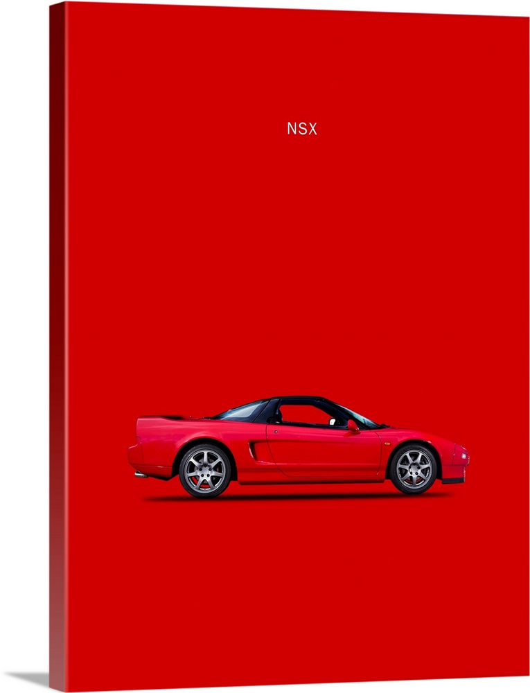Photograph of a red Honda NSX printed on a red background