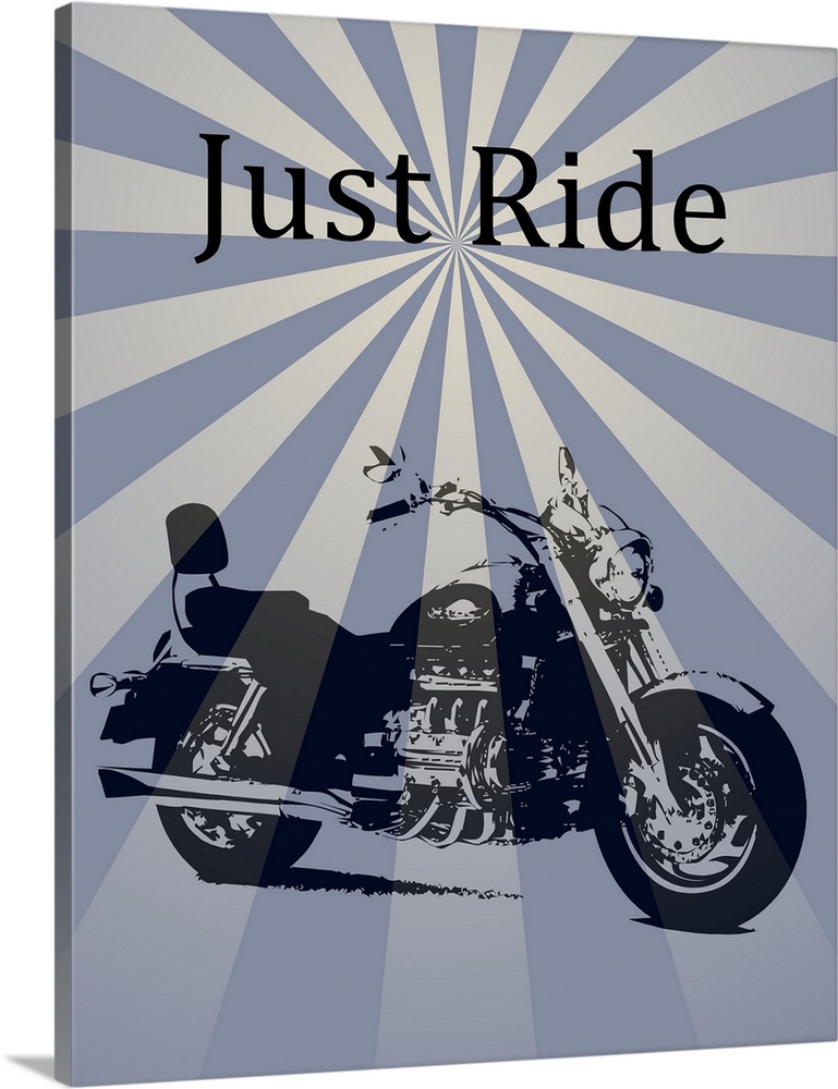 Illustration of a motorcycle with "Jut Ride" written above it on a psychedelic striped background.