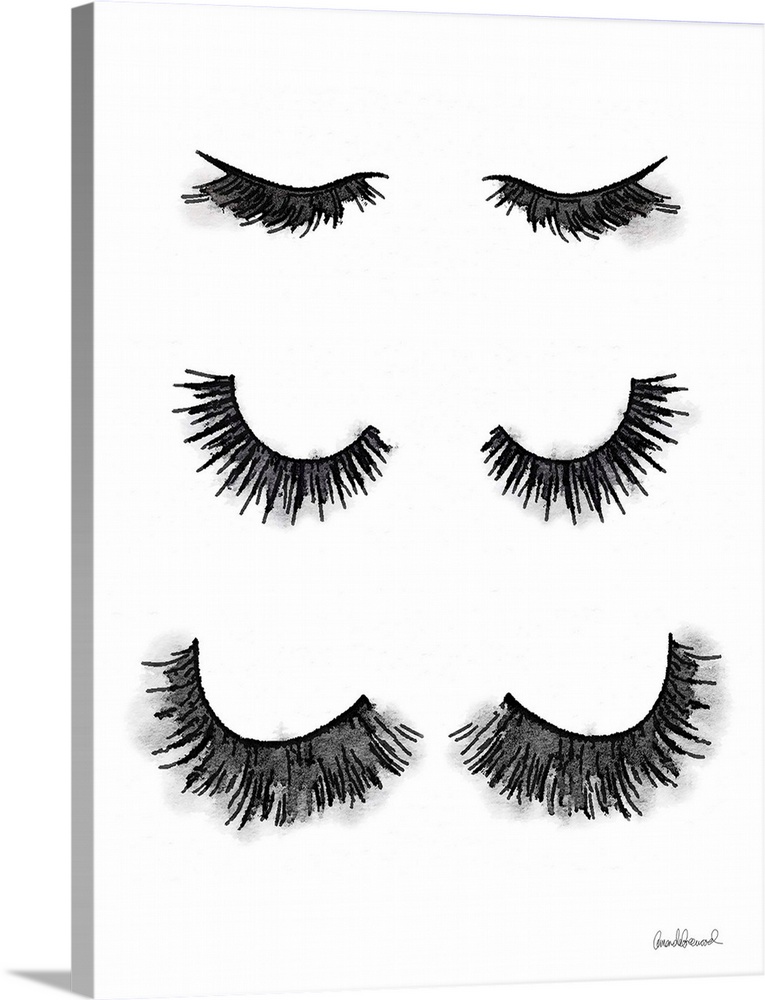 Rows of eyelashes in various lengths of lash.