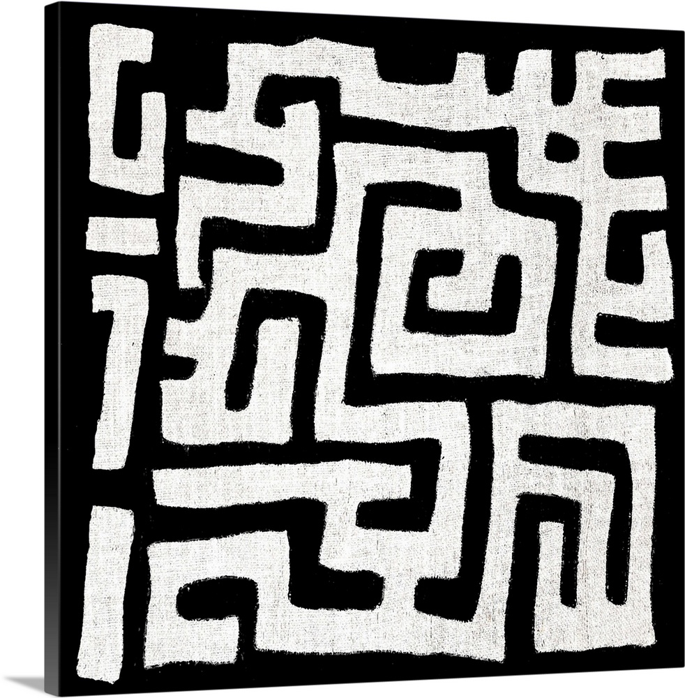 Square abstract black and white patterned art.