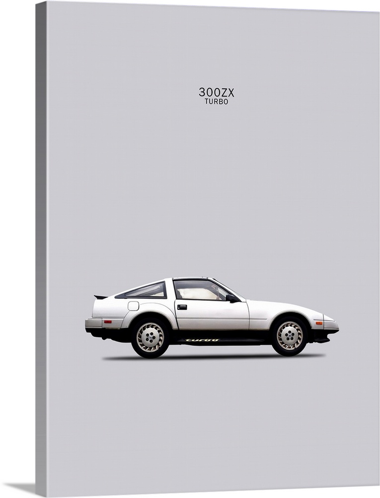 Photograph of a silver Nissan 300ZX Turbo 1984 printed on a gray background