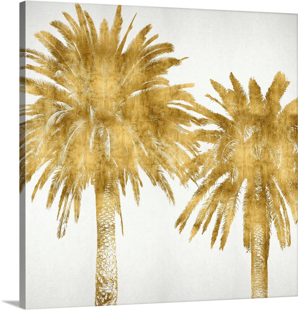 Two gold palm trees on a white background.