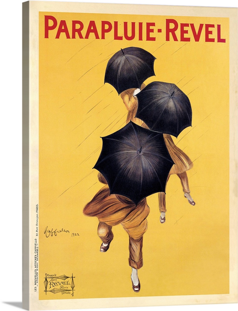 Vintage advertisement of Parapluie-Revel, 1922, by famous Italian poster art designer Leonetto Cappiello.